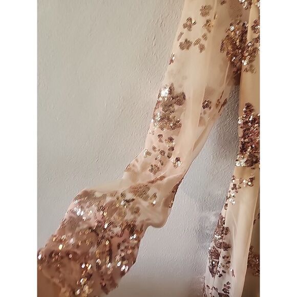 Southern Fried Chics Cocktail Dress with sequins Women’s Size Extra Small Beige - Picture 3 of 6